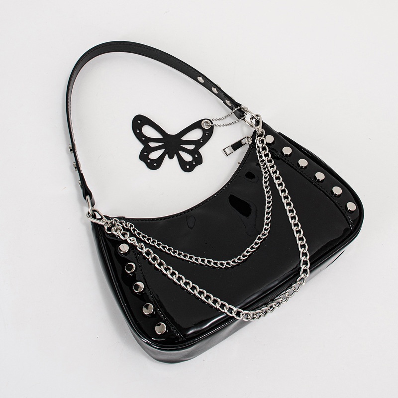 Túi Xách Màu Trơn Trang Trí Hình Bướm Phong Cách punk Thời Trang Cho Nữ