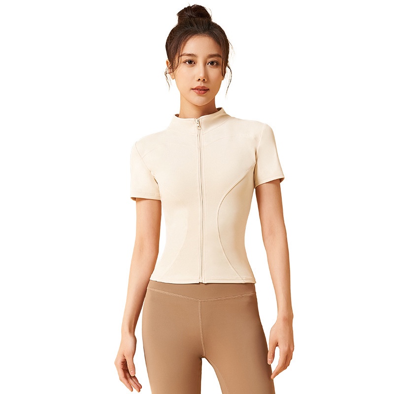 Áo Thun Tay Ngắn Cổ Đứng Ôm Dáng Thời Trang Dành Cho Nữ
