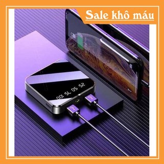 Pin sạc dự phòng mini 2 cổng usb 20000 mah mặt gương kèm đèn pin chiếu sáng