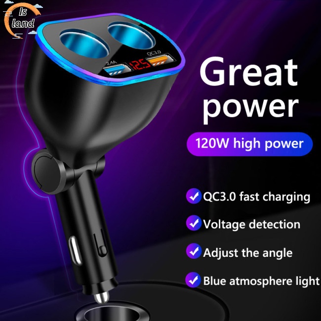 Tẩu Sạc Nhanh Qc3.0 Hai Cổng Usb Màn Hình Kỹ Thuật Số Đa Năng Cho Xe Hơi