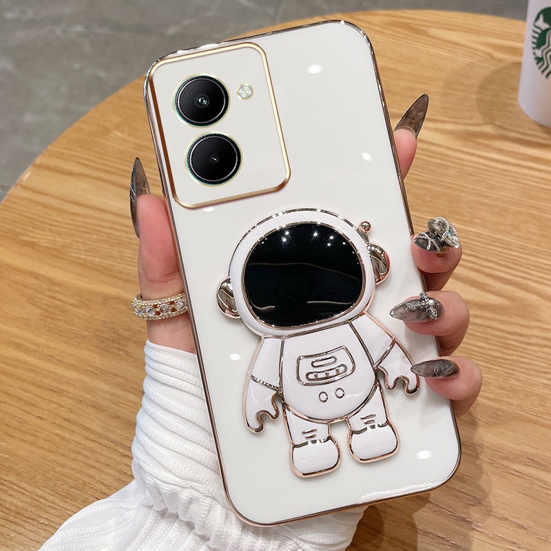 ốp lưng Giá đỡ phi hành gia mạ vàng sang trọng Giá đỡ tích hợp Vỏ mềm Tương thích với Cho OPPO A58/A58X/A78 A57/A57E/A77 A39 A9 A11 A11X A37 A8/A31 A7/A5S/A12 A3S Ốp silicon TPU màu trơn đơn giản case