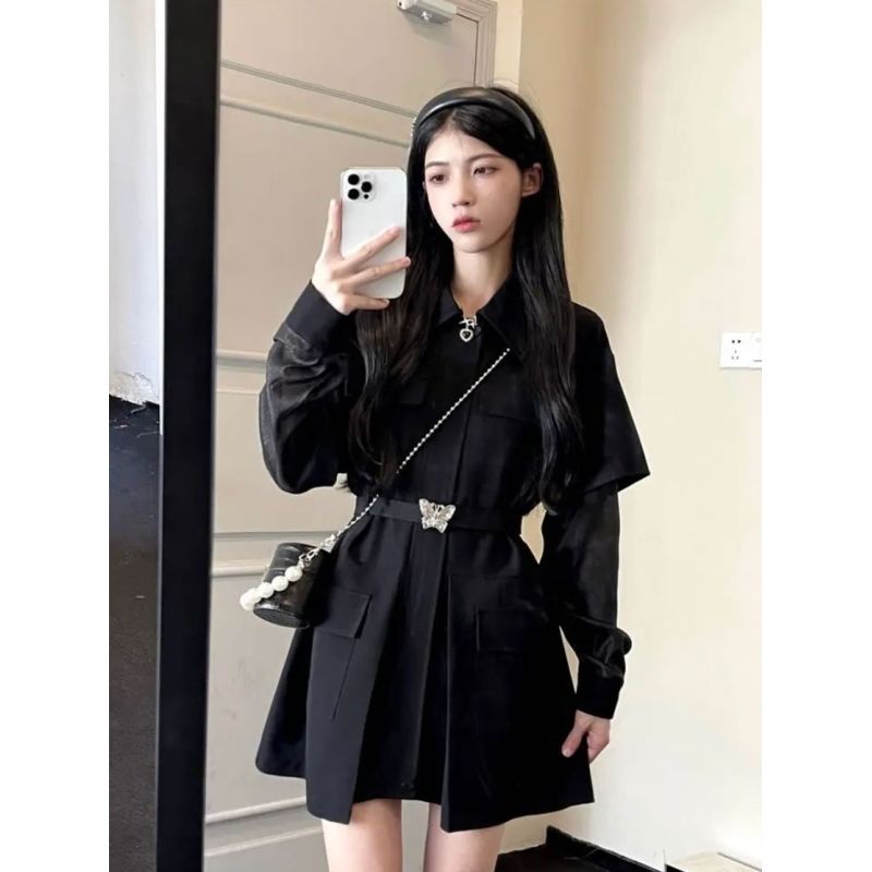 Matsumoto Funeral Váy Yếm Kèm Áo Khoác Váy Thiết Kế Nhỏ Nhắn Phong Cách Mới