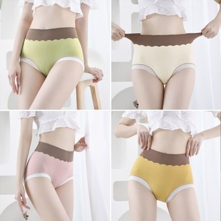 Quần Lót Cotton Lưng Cao Mềm Mại Không Đường May Kháng Khuẩn Thoải Mái Cho Nữ