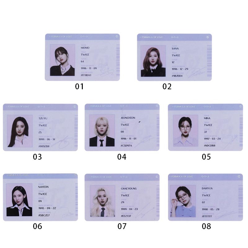 Thẻ Ảnh Nhóm Nhạc KPOP TWICE Formula Of Love: O + T = < 3 ID