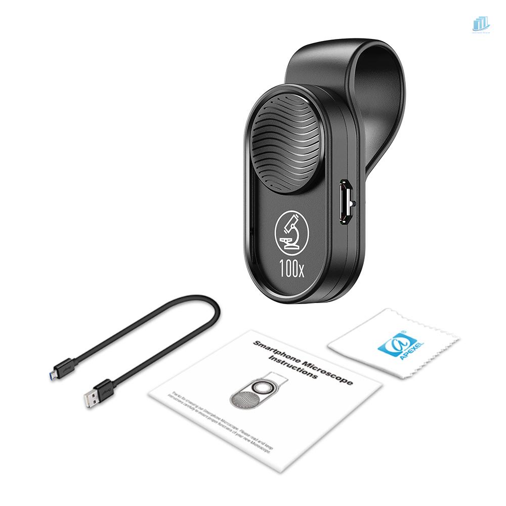 Kính Hiển Vi Mini 100X Tích Hợp Đèn LED Và Kẹp Phổ Biến Cho Bảng Mạch Trang Sức / Điện Thoại smartwatchinone APEXEL APL-MS001