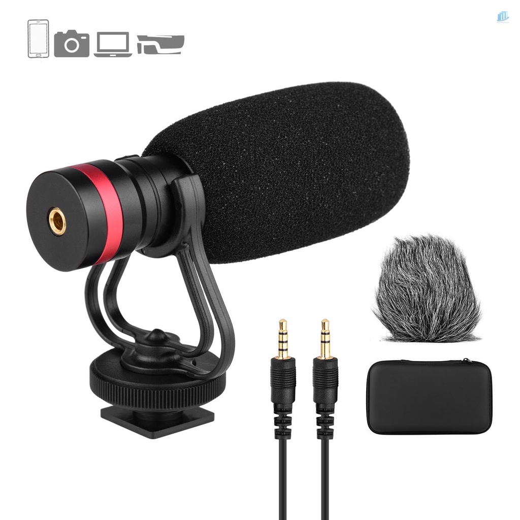 Micro Cardioid Chống Sốc Có Giá Đỡ Đầu Ra Âm Thanh 3.5mm TRS Và TRRS Dành Cho Điện Thoại Thông Minh / Máy Ảnh