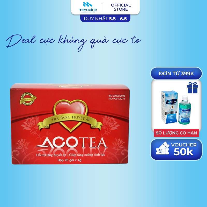 Trà hỗ trợ tăng và ổn định huyết áp Acotea giúp bồi bổ, lưu thông khí huyết hộp 20 gói