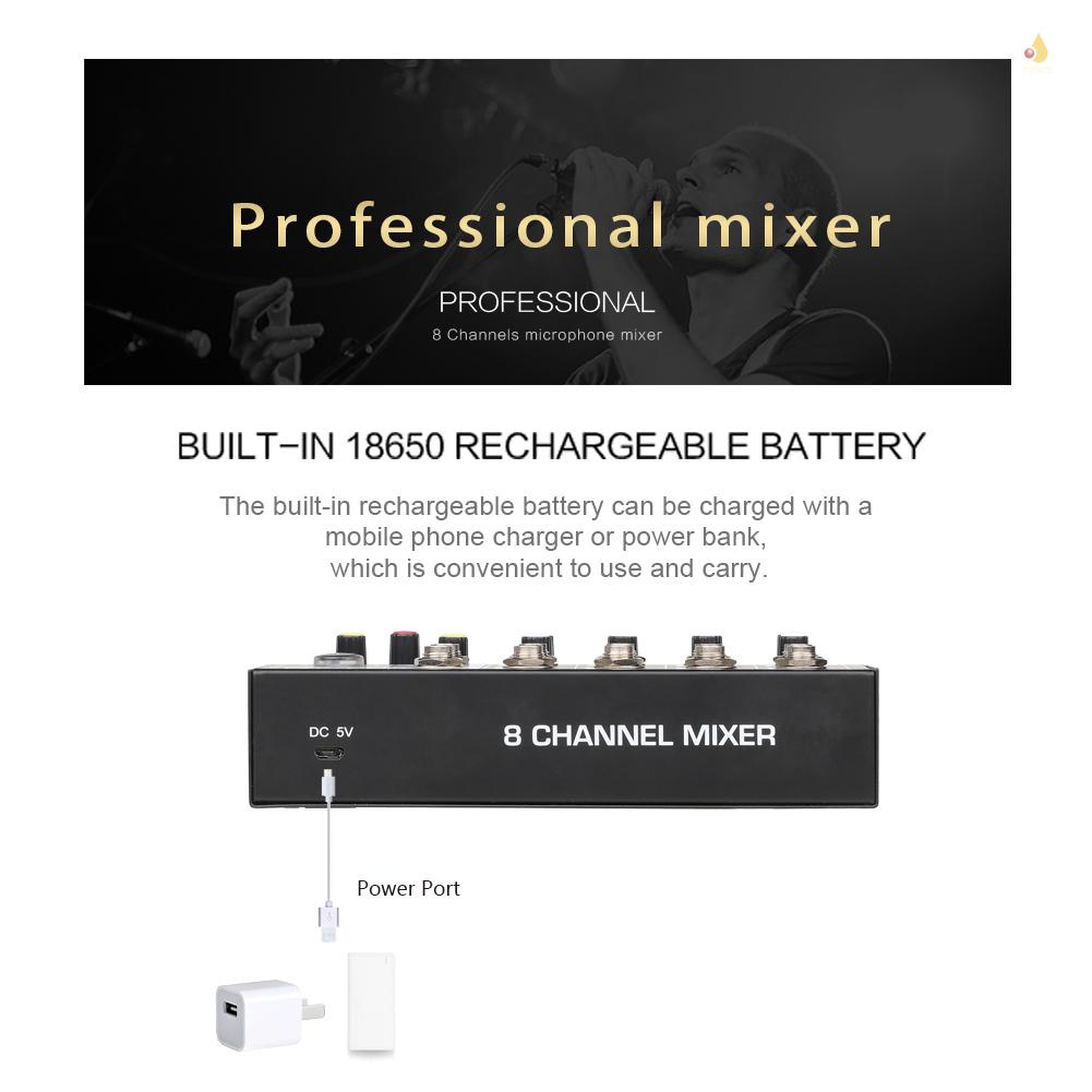 Dụng Cụ Trộn Âm Thanh Hai Đầu Đa Năng 8 Kênh USB