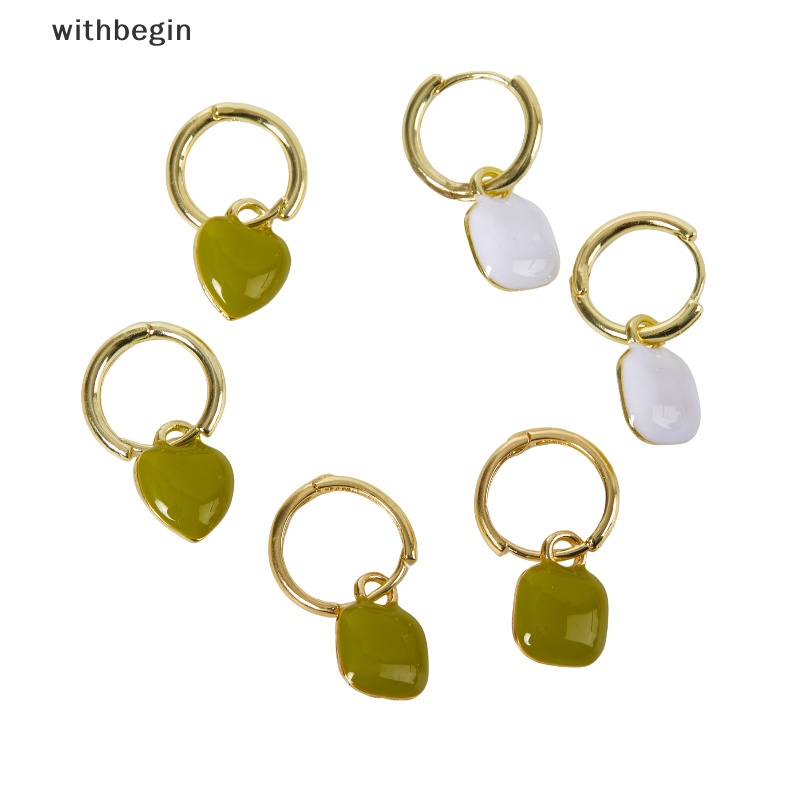 1 Đôi Bông Tai Hình Vuông / Trái Tim Phong Cách Pháp Cổ Điển Thời Trang Cho Nữ