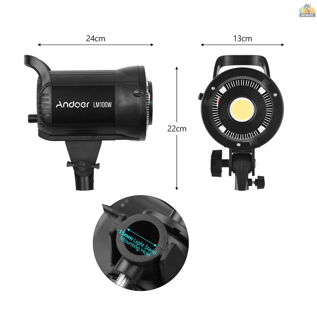 Đèn LED Chụp Ảnh Andoer LM100W 100W 5600K Ánh Sáng Mờ Kèm Điều Khiển Từ Xa Tiện Dụng