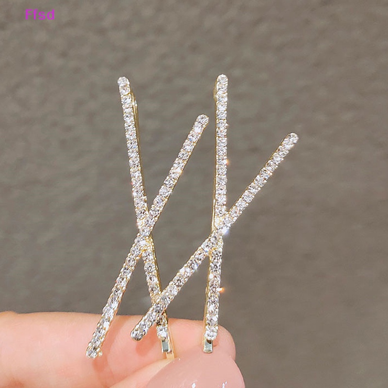 Bộ 2 Kẹp Tóc Chữ X Đính Đá Pha Lê Đơn Giản