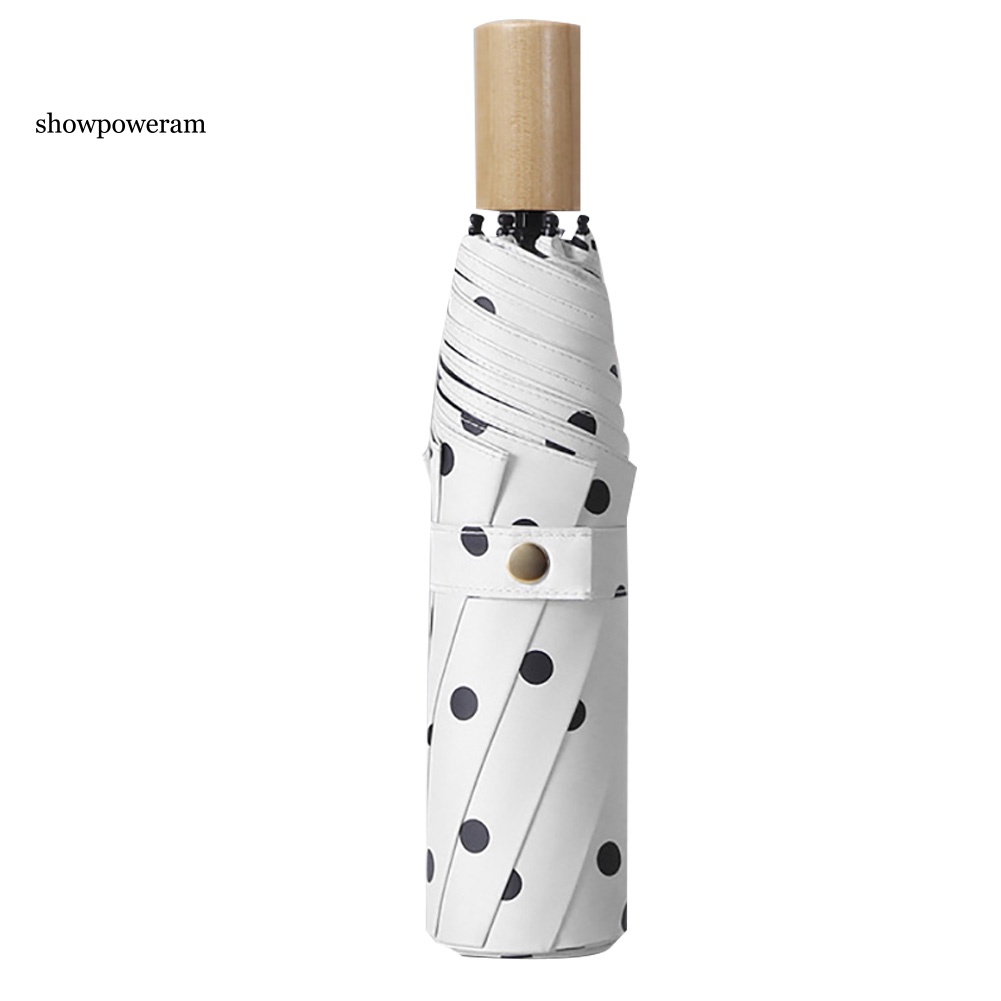 Dù Gấp Chống Nắng / Gió / Thấm Nước Họa Tiết Chấm Bi Thời Trang