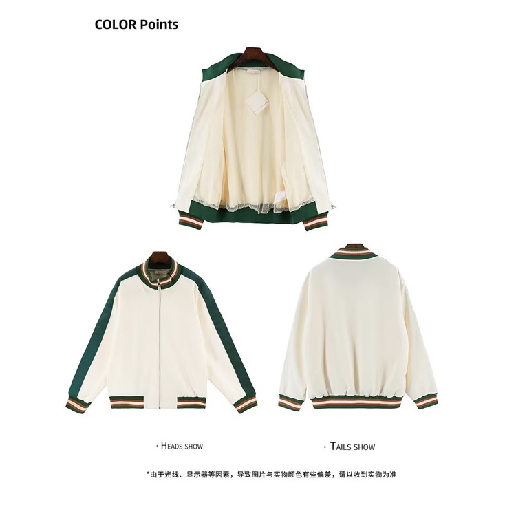 TIDE BEAR Áo Khoác Bóng Chày Cổ Đứng Dáng Rộng Kẻ Sọc Màu Tương Phản Thời Trang Xuân Thu Cho Nam