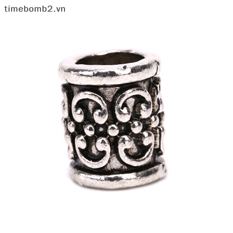 {Timebomb} Set 5 Dây Buộc Tóc Bện Hạt Cườm Bằng Hợp Kim Viking Cổ Điển Mới