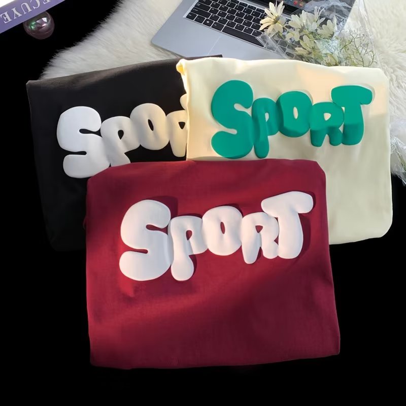 Áo Thun Tay Ngắn Dáng Rộng In Chữ SPO Kiểu Vintage Mỹ Chất Lượng Cao Cho Nam Và Nữ Size M-5XL