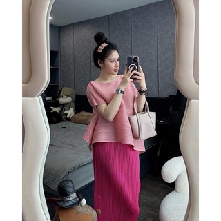 Set áo vạt ly mix váy suông chuẩn tag loại 1