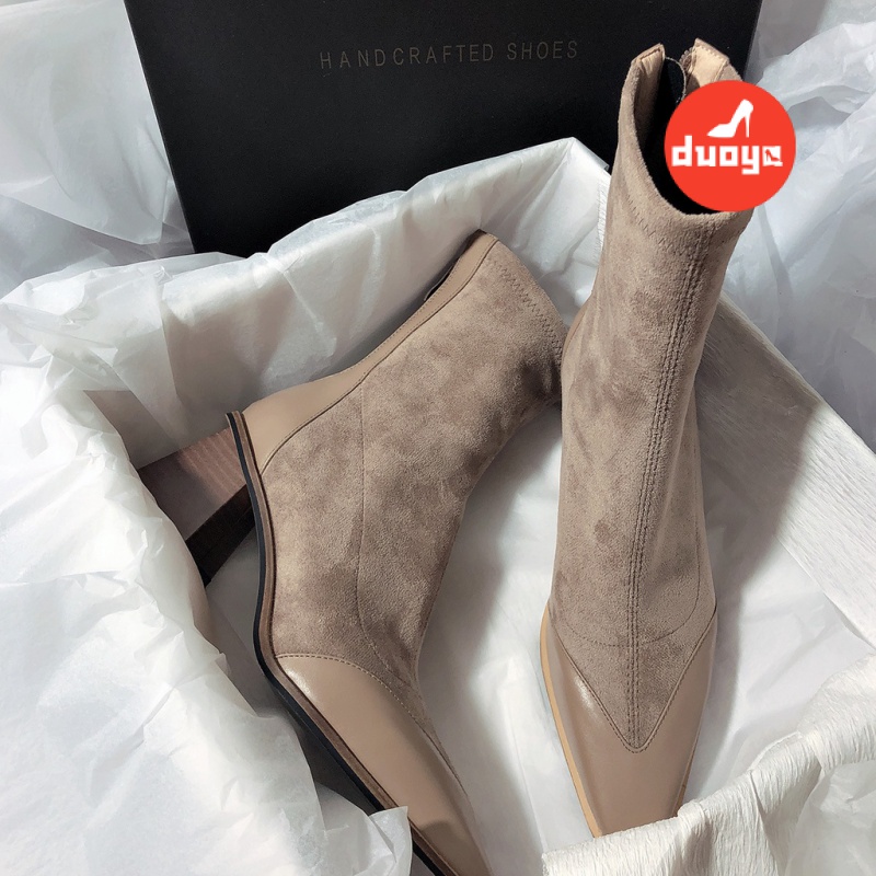 Đôi Bốt Cao Gót Mỏng Phong Cách Shansi 2022 Mới Đơn Giản Dễ Phối Đồ Hàn Quốc