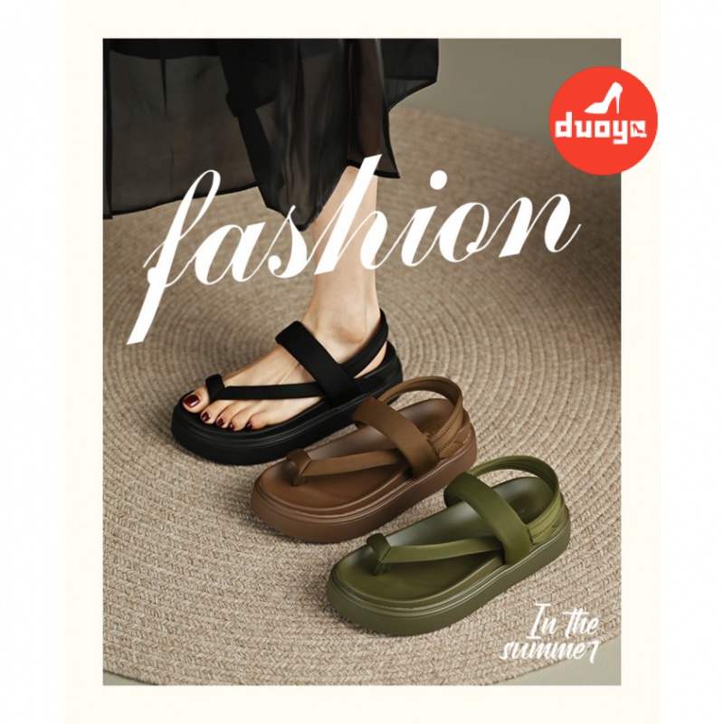 Duoya Tóc Thẳng ~ [Hàng Có Sẵn] Giày Sandal Đế Xuồng Dày Hở Ngón Thời Trang Cho Nữ Miễn Phí Vận Chuyển
