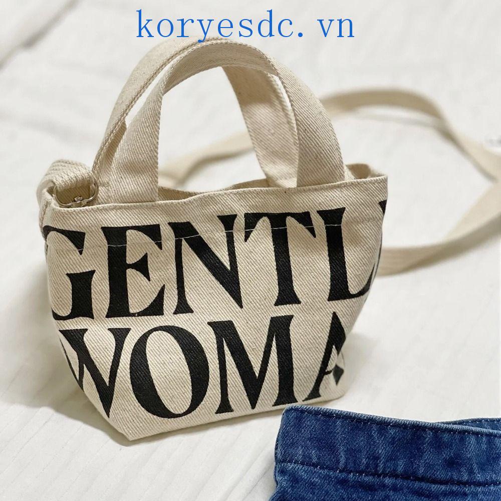 Túi Đeo Chéo Vai KORYESQM Đựng Tiền Xu / Son Môi Bằng Vải Canvas Nhẹ Nhàng In Chữ Có Thể Điều Chỉnh Kích Thước Cho Nữ