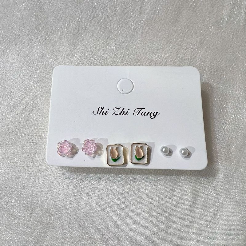 Bộ Ba Món Bông Tai Hoa tulip Nhỏ Tinh Tế Thời Trang Xuân Hè Mới 2023 Dành Cho Bạn Nữ