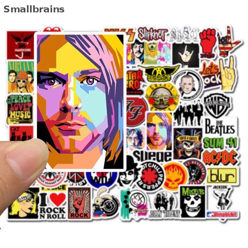 Bộ 52 Miếng Dán Trang Trí Xe Hơi / Laptop / Guitar Điện Thoại Phong Cách Rock and Roll Độc Đáo