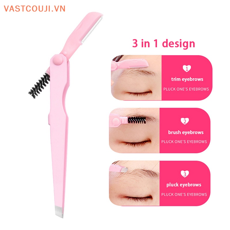 Nhíp Nhổ Lông Mày Bằng Thép Không Gỉ 3 Trong 1 Tiện Dụng