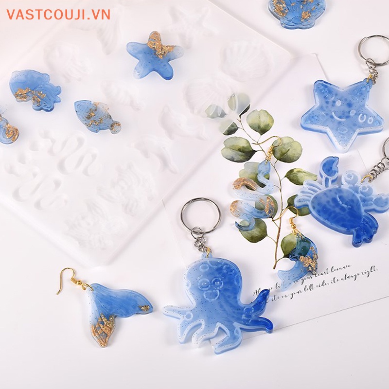 Khuôn Silicon Làm Móc Khóa Hình Động Vật Biển Xinh Xắn