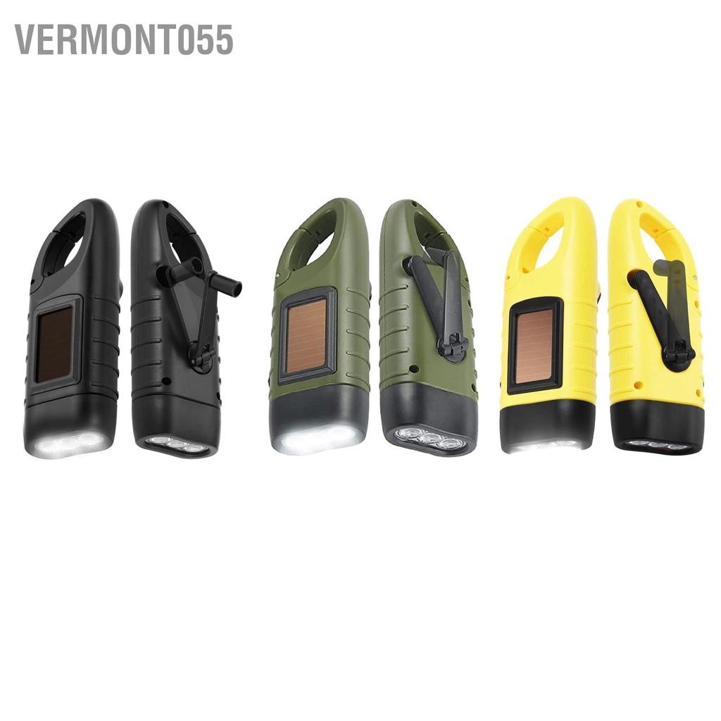 Vermont055 Đèn Pin LED Di Động Đa Năng Sạc Lượng Mặt Trời Bằng Tay Phát Điện Cho Cắm Trại Khẩn Cấp