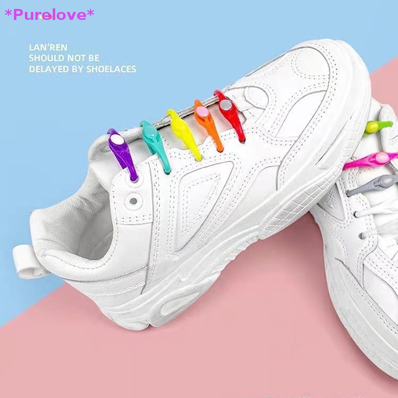 Set 12 Dây Giày Bằng Silicon Co Giãn Không Cần Buộc Tiện Dụng Mới