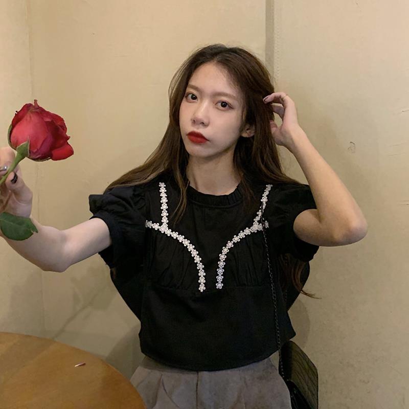 Áo Kiểu Tay Phồng Ngắn Màu Trắng Thiết Kế Mới Thời Trang Mùa Hè Theo Phong Cách Hàn Quốc Cho Nữ