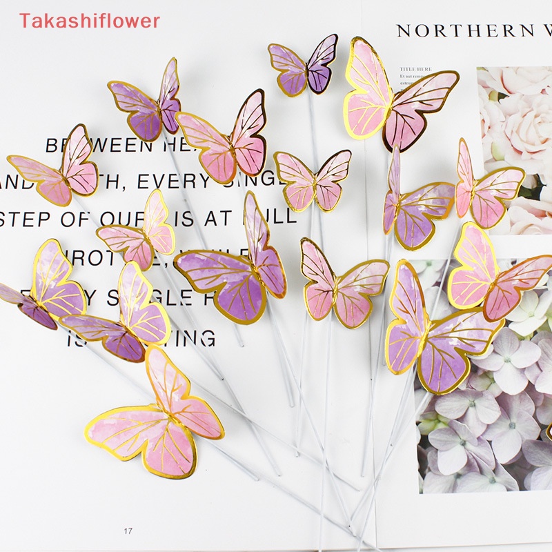 Set 10 Que Cắm Trang Trí Bánh Kem Hình Bướm