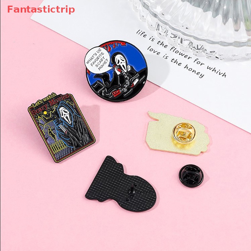 [Fantastictrip] Ghim Cài Áo Bằng Hợp Kim Tráng Men Hình Đầu Lâu Vô Diện Vui Nhộn Phong Cách Punk Mới
