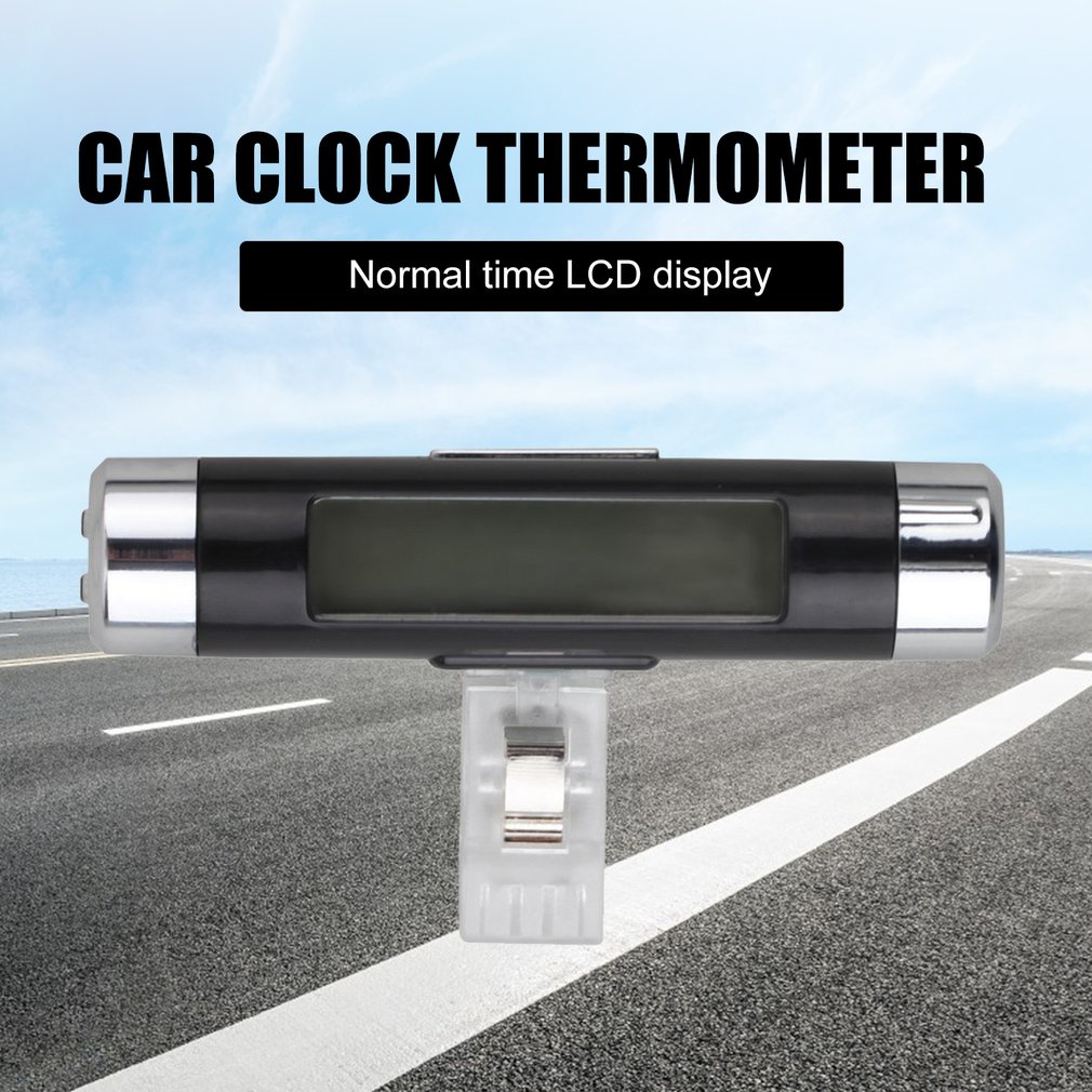 2 In 1 Car Vehicle Lcd Digital Backlight Automotive Thermometer Clock Calendars Display Air Vent Outlet Clip-On [Q/8]