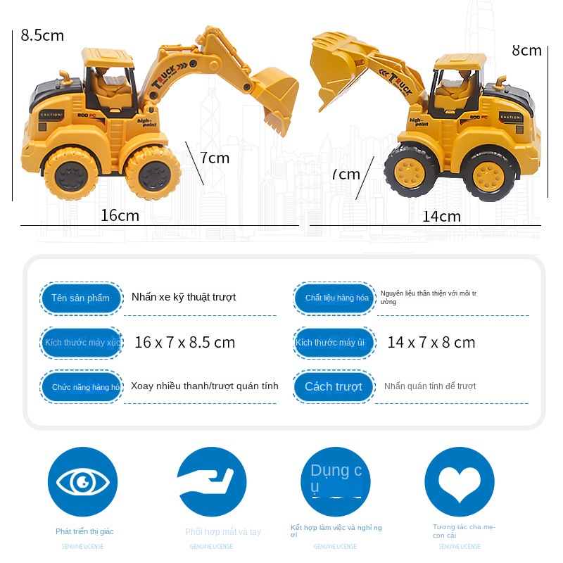 Đồ Chơi Xe Công Trường Trượt Lưng Vui Nhộn Cho Bé Trai