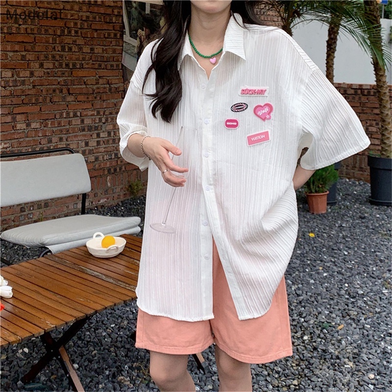 Mfc Áo Sơ Mi Tay Ngắn Dáng Rộng Cơ Bản Dành Cho Nữ Mùa Hè