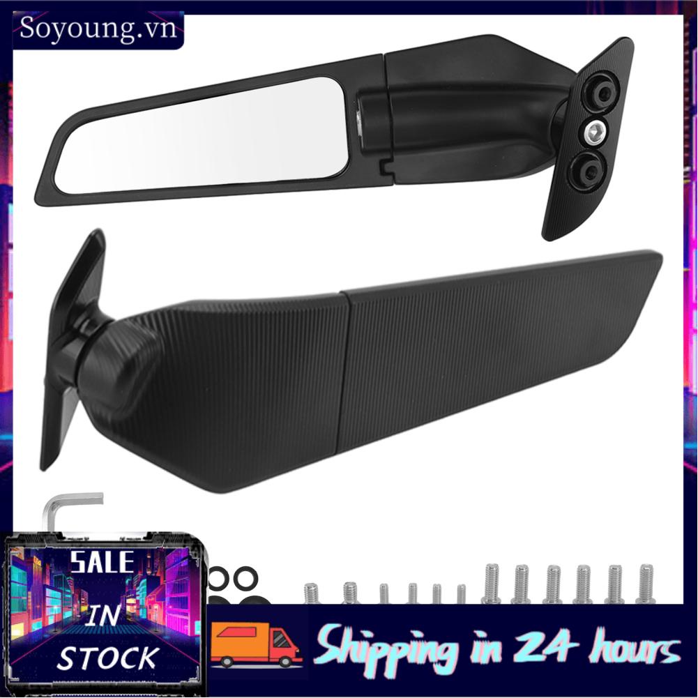 Soyoung Motorcycle Rearview Mirror  Rustproof Strong 1 Pair Adjustable Wind Wing for Motorbike