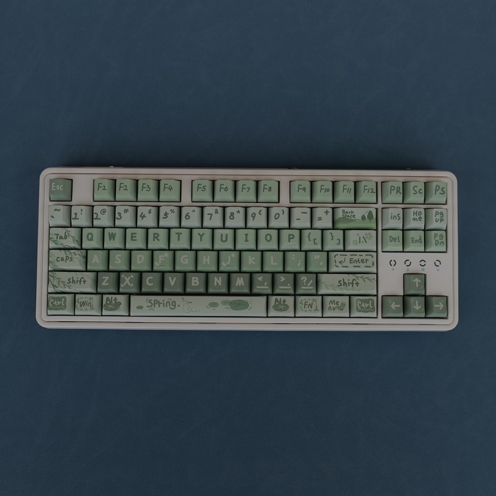 Spring Outing Keycaps XDA/Cherry Profile Matcha Sữa Xanh Thảo Cầm Viên PBT Dye Sub Bàn Phím Cơ Keycap