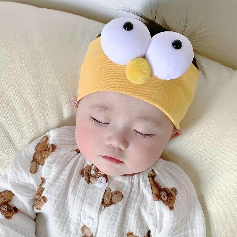 Băng Đô Vải Cotton Mềm Co Giãn Đính Đôi Mắt To Dễ Thương Cho Bé