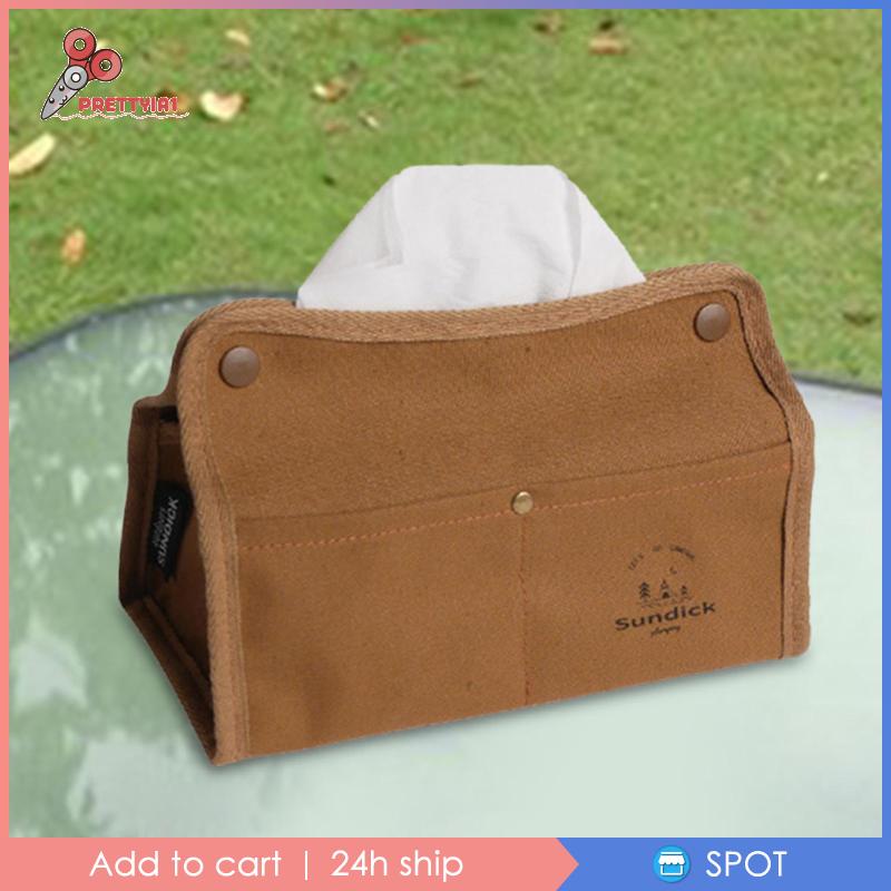1 [Prettyia1] Khay Đựng Khăn Giấy Bằng Vải Bạt Gọn Nhẹ Sắp Xếp Gọn Gàng Cho