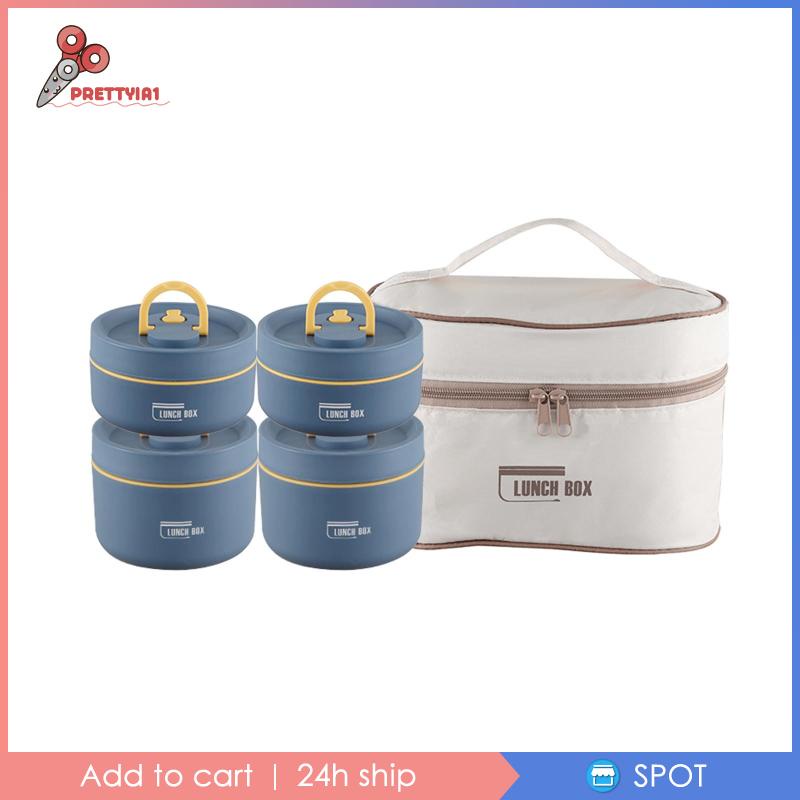 [Prettyia1] Set 4 Hộp Đựng Cơm Trưa Cách Nhiệt Dùng Cho Du Lịch Cắm Trại Ngoài Trời