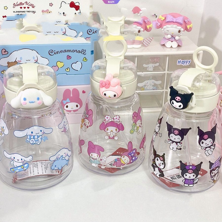 Bình Nước Nhựa Dung Tích Lớn 600ML In Họa Tiết Hoạt Hình Sanrio My Melody Kuromi Cinnamoroll
