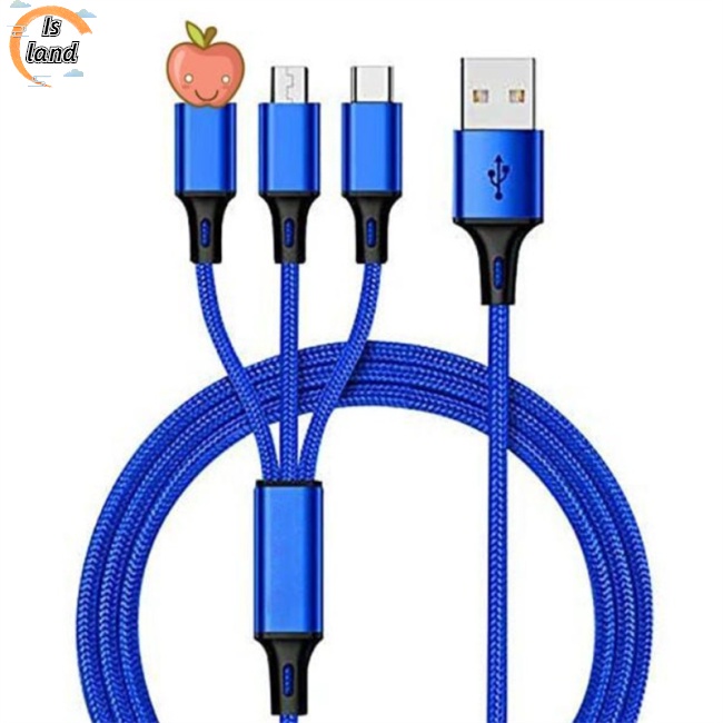 Dây Cáp Sạc Nhanh 2a Lõi Đồng 3 Trong 1 Chống Trầy Dành Cho Điện Thoại Di Động