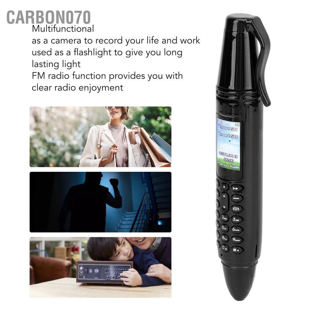 Carbon070 Bút Mini Điện Thoại Trình Quay Số Bluetooth 0.96 Inch Màn Hình Nhỏ Di Động Hỗ Trợ GSM Dual SIM Thẻ Nhớ 32G Có Camera