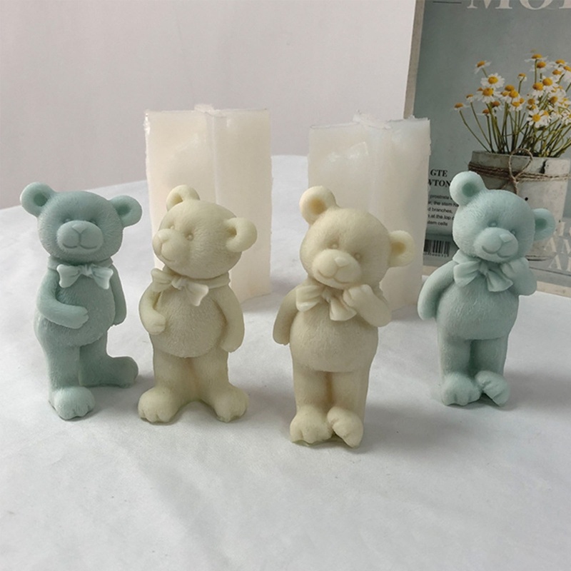 Khuôn Silicone Tạo Hình Làm Nến Hình Chú Gấu 3D Diy