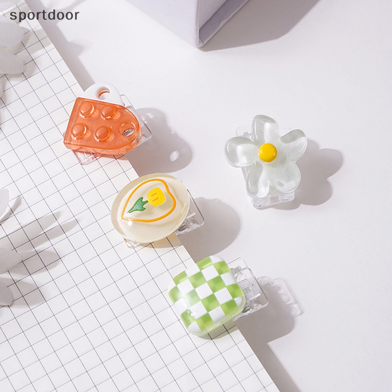 Bộ 4 Kẹp Giấy Bằng Acrylic Hình Hoa / Trái Tim Dễ Thương Tiện Dụng Cho Học Sinh / Văn Phòng