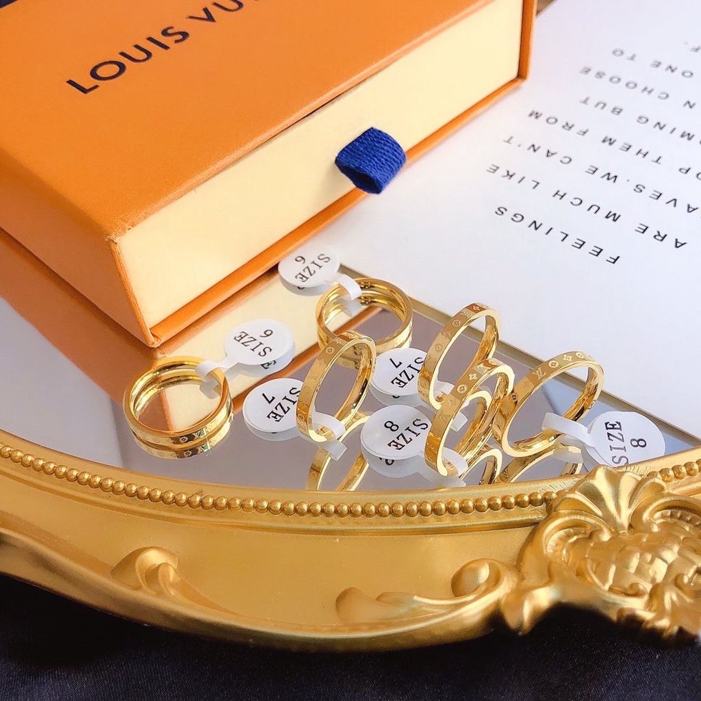 Nhẫn Louis Vuitton Phong Cách Hàn Quốc Đơn Giản Mạ Vàng / Bạc 925 Dành Cho Nữ