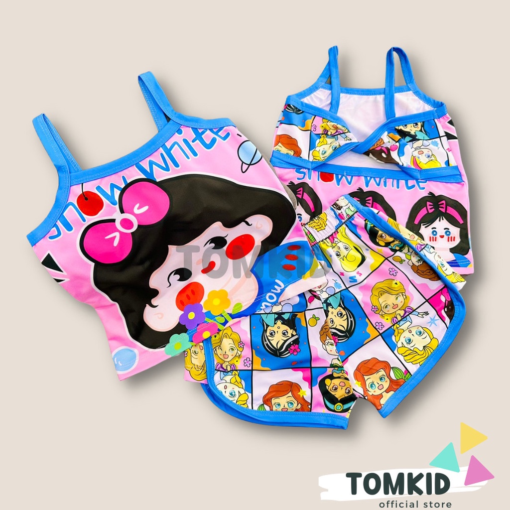 Bộ 2 dây bé gái, đồ bộ cho bé gái phối lưng chất thun lạnh dày dặn thoáng mát co giãn tốt 8-40kg Tomkids