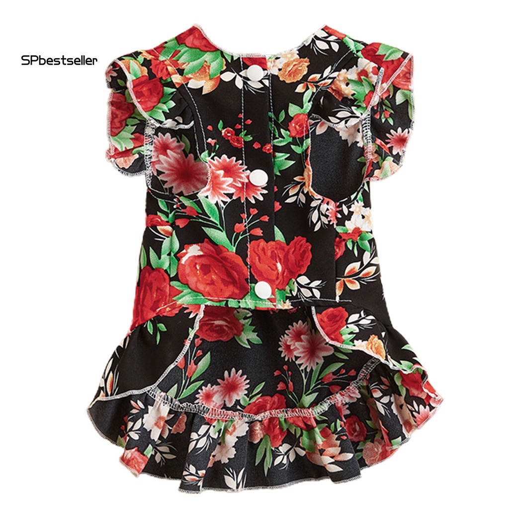 Đầm Cổ Tròn Bằng Polyester Mềm Mại In Họa Tiết Hoa Đỏ Thoải Mái Thời Trang Mùa Hè Cho Thú Cưng