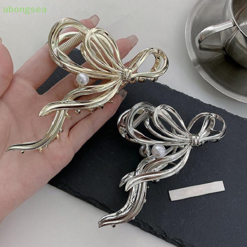 Kẹp Tóc Đính Ruy Băng Màu Vàng / Bạc Thời Trang Cho Nữ