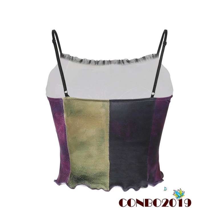 Áo Tank Top Hai Dây Hở Lưng Họa Tiết Hoa Màu Sắc Tương Phản Dành Cho Nữ